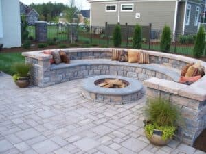 Built in bench fire pit